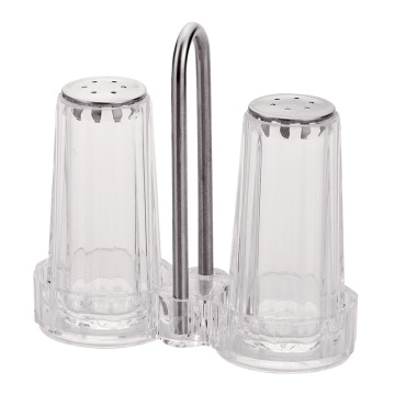 Clear Plastic Pepper Shaker with Holder - Salt and Pepper Shaker Set