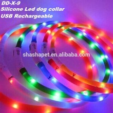 Dog grooming USB LED pet collar with silicone led pet collar