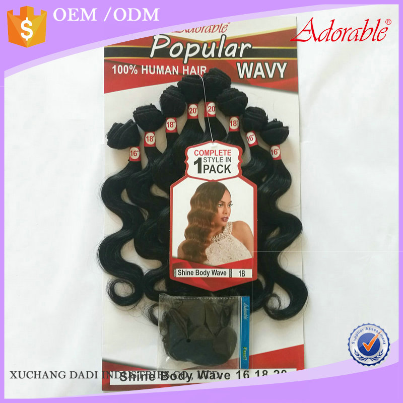 Xuchang Adorable hair Wholesale price animal human hair mixed synthetic fiber hair weaving Body wave 8pcs/lot with free closure