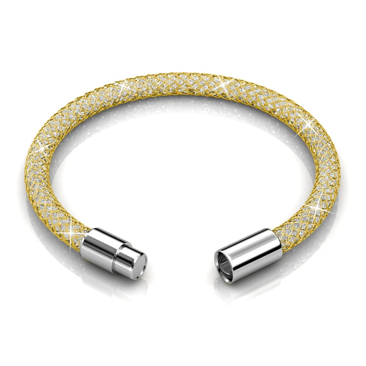 Women Jewelry Magnetic Clasp Bling Mesh Bracelet Embedded More with 120 PCS of Crystal