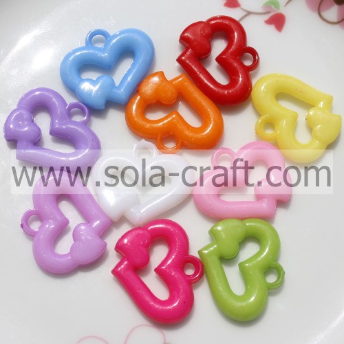 Conception 4 * 22 * ​​25MM Jelly Colors Fashion Heart Spacer Perles en gros