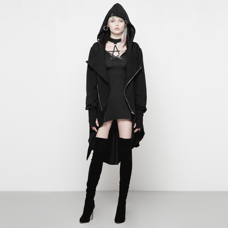 OPY-274 PUNK RAVE cotton hoodie coat jacket punk rave long wool coat for women