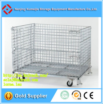 Heavy Duty Collapsible Wire Mesh Basket With Wheels