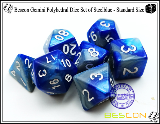 Bescon Gemini Polyhedral Dice Juego de Steelblue-3 Bescon Gemini Polyhedral Dice Set of Steelblue-3