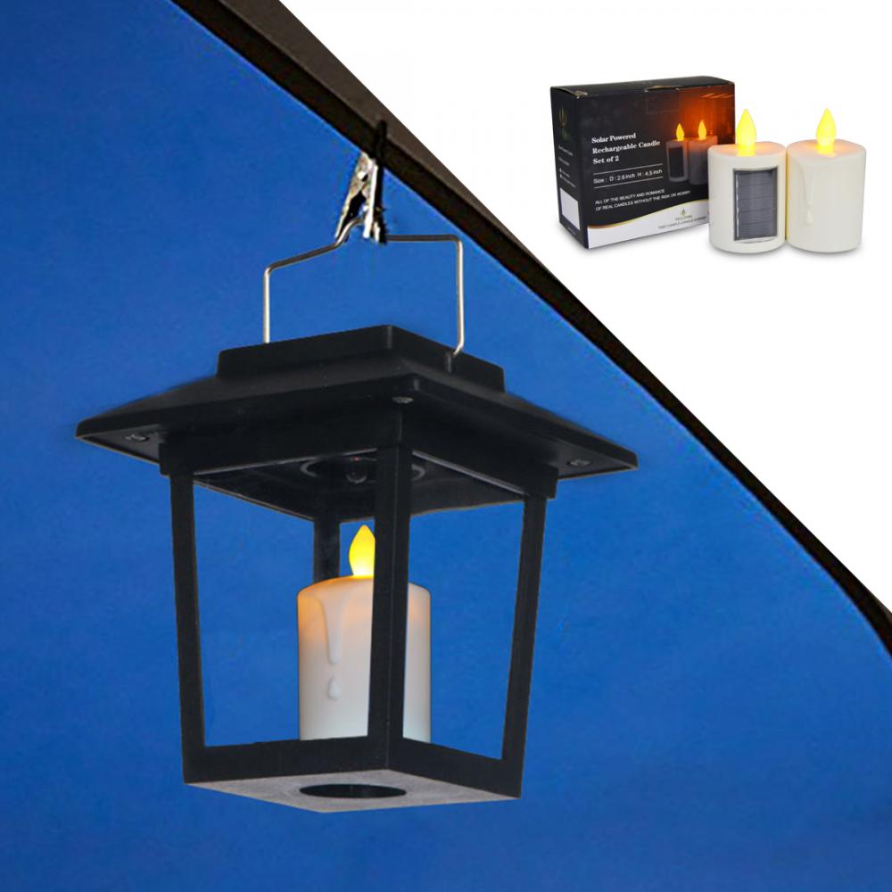 Solar Powered LED Hanging Candles Garden Outdoor Decor