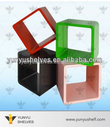 fashionable colorful wooden cube shelf