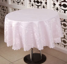 Pink Colour Luxury Banquet Round Jacquard Table Cloth, Embroidery Table Cover