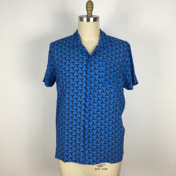 Casual Loose Fit triangle pattern BLUE Shirt
