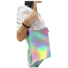 Silver hologram paper shopping bag recycle gift bag