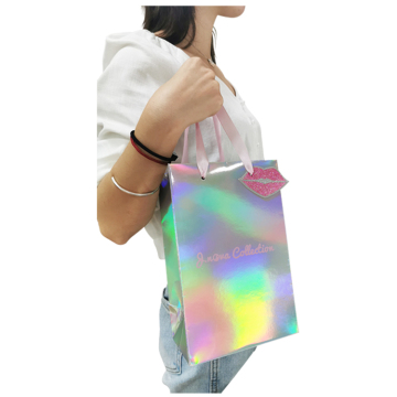 Silver hologram paper shopping bag recycle gift bag