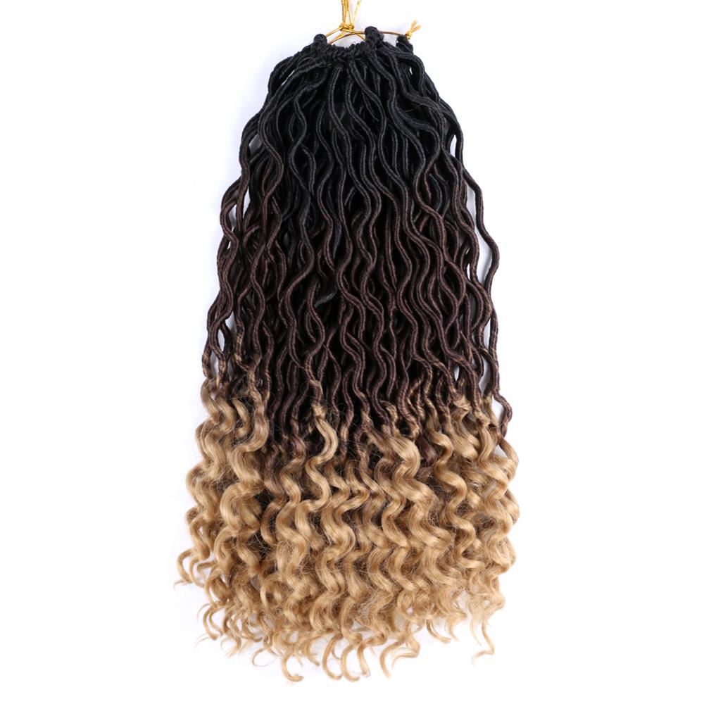 MYZYR wholesale 20inch synthetic 24 stands with curly ends wavy jumbo braid goddess crochet faux locs hair extensions