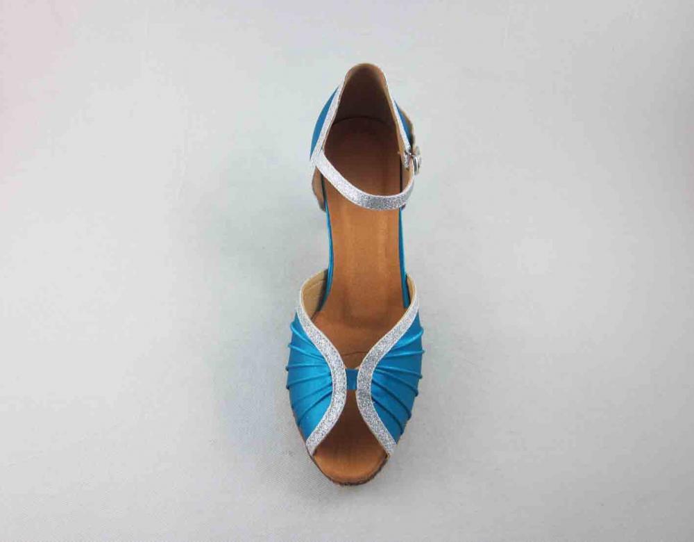 Womens Blue Satin Salsa Shoes