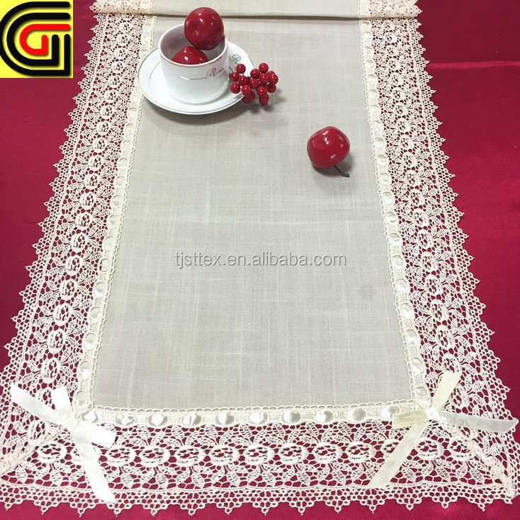 shining ribbon with lace table runner oblong shape