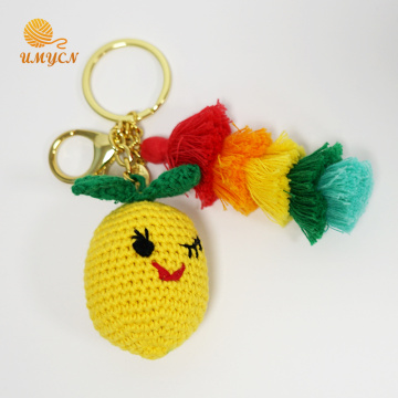 Accessoires de porte-clés en crochet fait à la main au citron