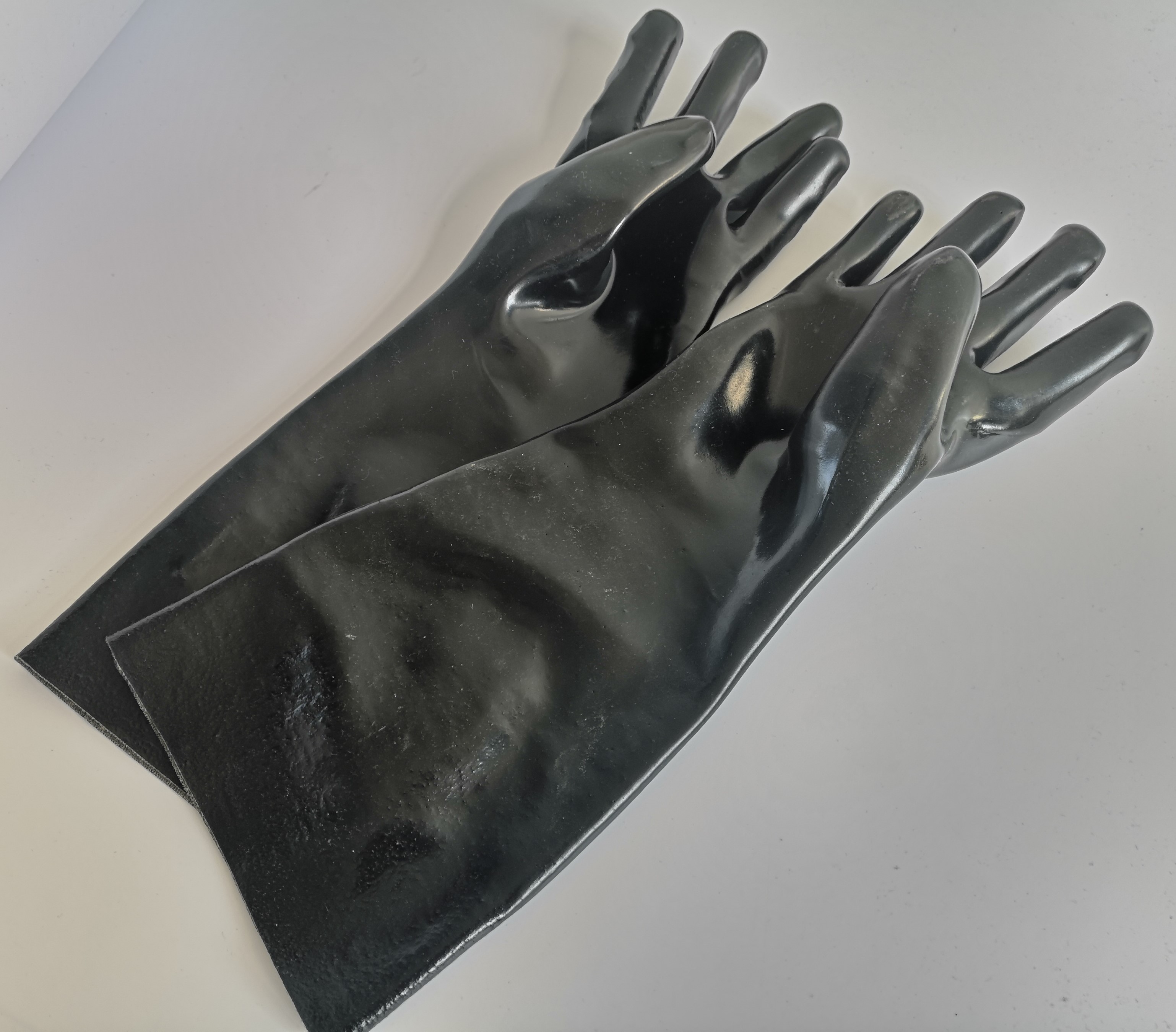 Schwarze PVC-Handschuhe Glattes Finish-Interlock-Liner 18 &quot;