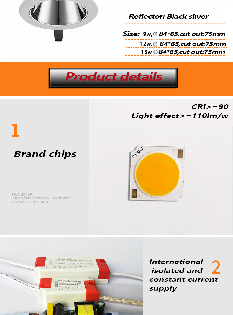 HSONG DALI 0-10V TRIAC DIMMABLE DENGAN WARNA TURUN LED DOWN LIGHT UNTUK KITCHEN