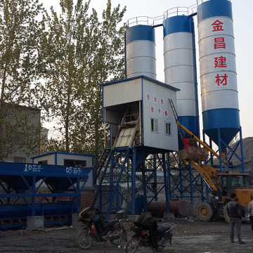 HZS75 stationary concrete batching plant in Ethiopia