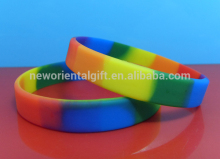 Cheapest Rainbow silicone bracelets , rainbow color rubber wristbands