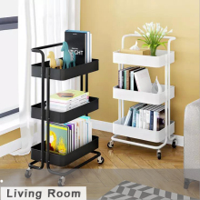 3-Tier Metal Kitchen Storage Cart with Wheels