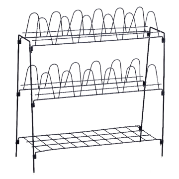 PE-coated metal shoe rack with shoe support