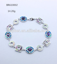 new fashion 925 silver multicolor opal polymorphic link bracelet
