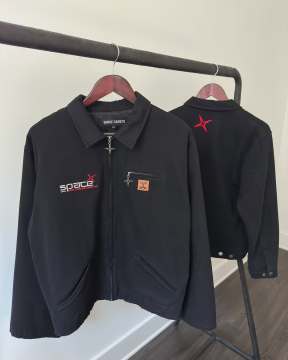 Men's Heavyweight Cotton Canvas Worker Jacket with Lining - Durable Zip-Up Embroidery Jacket