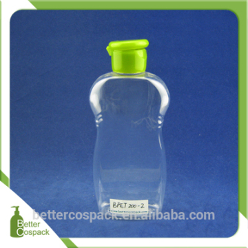 200ml clear color bottle flat plastic PET bottle shampoo bottle unique bottle