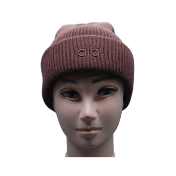 Stylish Red Brown Knitted Hat with Embroidery