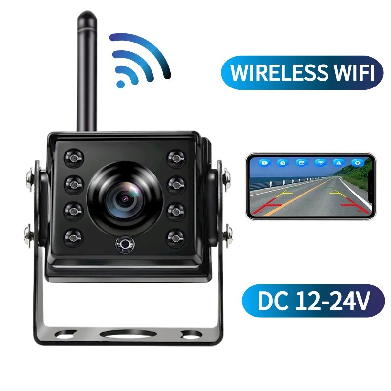 12-24V Car Reversing Camera Wireless Night Vision IP68 Waterproof WIFI Camera Vehicle, Cars, SUV, Trucks, RV Backup Camera