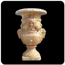 Hand carving man face garden granite flowerpot for sale