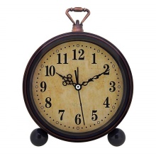 Vintage Decorative Quiet Sweep Large Numerals Desk Clock - Battery Operated with Loud Alarm