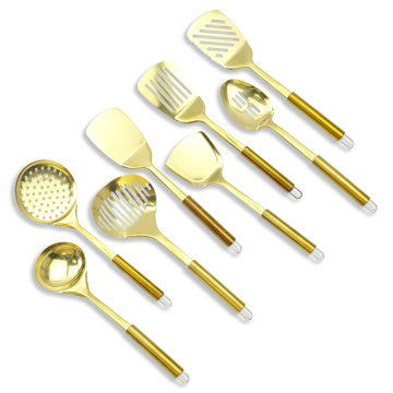 8PCS Stainless Steel Gold Plated Kitchen Utensil Set