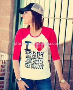 OEM customized women raglan baseball T-shirt