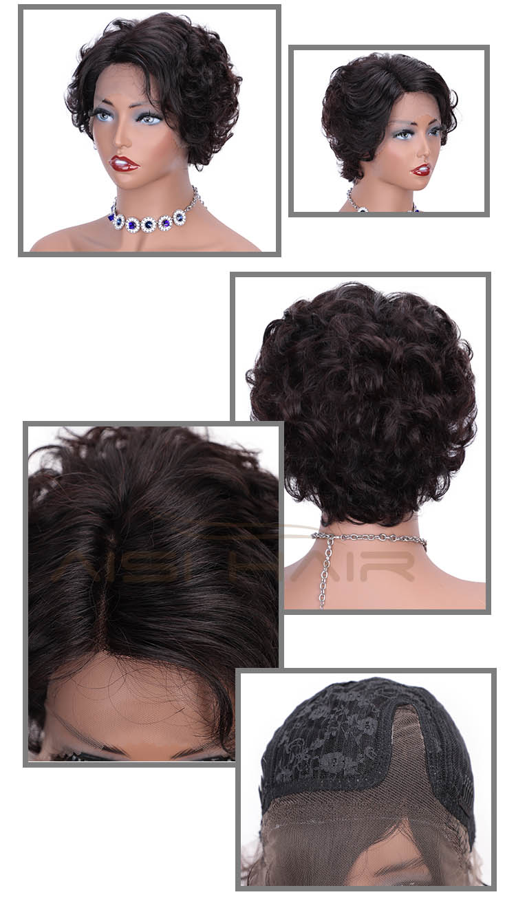 Aisi Hair Brazilian Human Hair Short Pixie Cut Wig Natural Black Lace Front Wig Afro Curly Lace Front Hair Wigs For Black Women