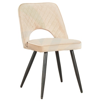 Modern Velvet Dining Chair with Diamond Line Pattern