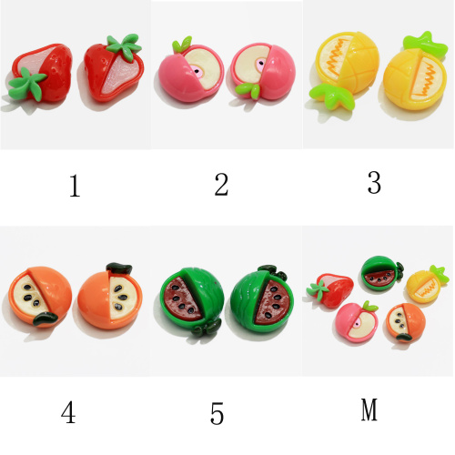 Verschiedene Art Obst geformte flache Rückseite Kawaii Harz Cabochons handgemachte DIY Ornamente Schleim Charme Dekoration