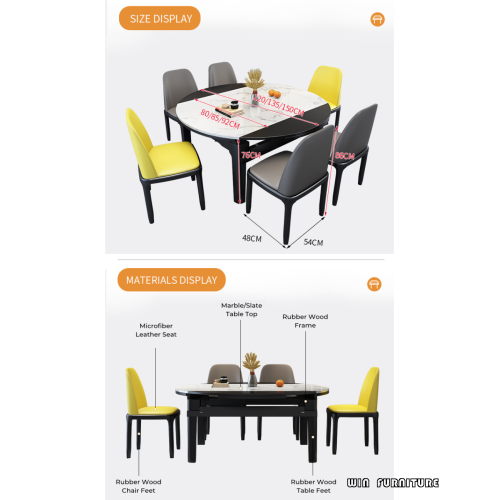 Ensemble de table à manger ronde moderne de luxe italien