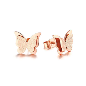 Wholesale rose gold butterfly stud earrings