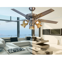 Decorative ceiling fan with bulbs in dining room