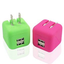 Dual Ports Universal Mobile Phone Charger, usb cell phone chager with Foldable Plug