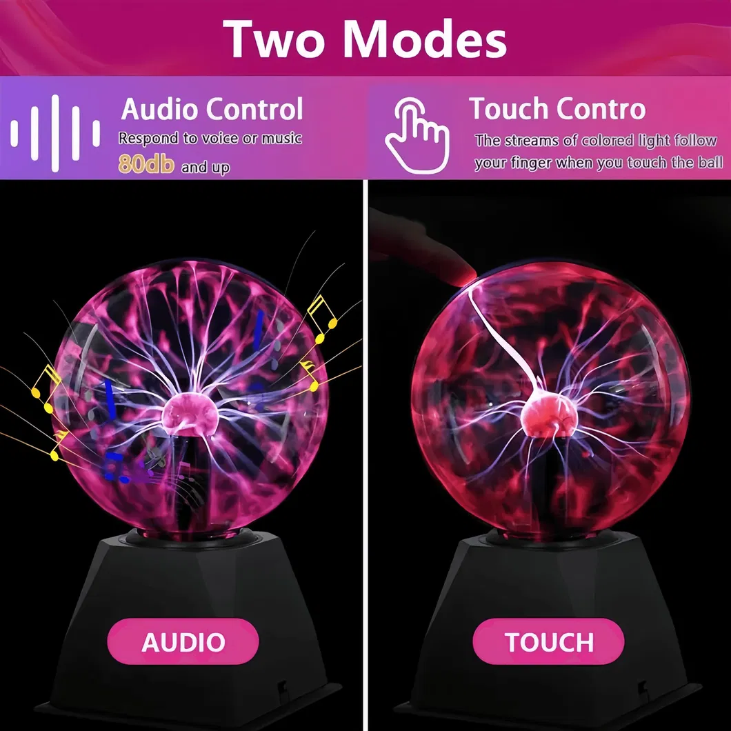 5-Inch Interactive Plasma Ball with Touch and Sound Sensitivity