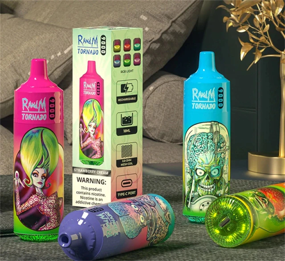 randm tornado 9000 luftzufuhr einstellen RandM Tornado 9000 Züge Nikotin Zwei und Fünf Vape main image 1