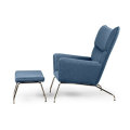 Réplica Leather Hans Wegner Chaise Lounge Wing Chair