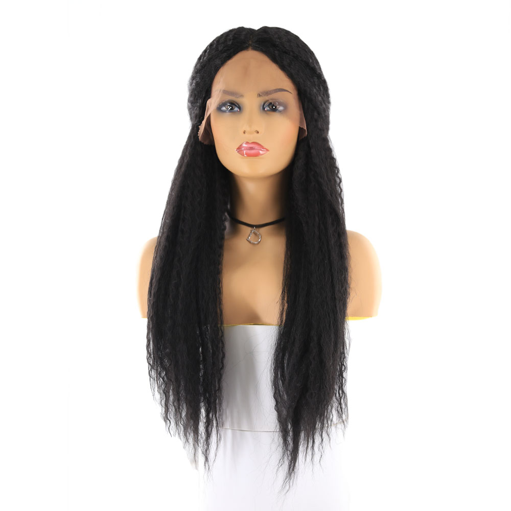 X-TRESS natural color long  overnight delivery lace wigs onstock afro kinky curly wigs synthetic hair wigs lace front for women