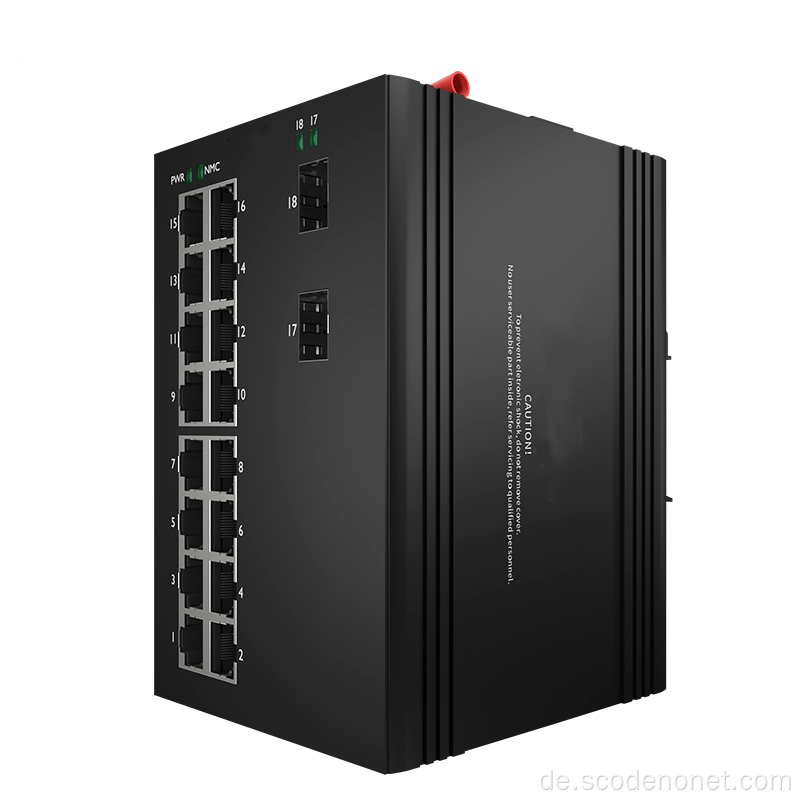 Industrial Switch Unmanaged 16 Port Gigabit Ethernet POE und 2 Gigabit SFP