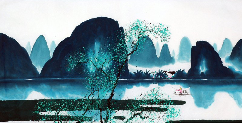 Home Decoration Beautiful Landscape Chinese Ink Painting Mountain Wall Art