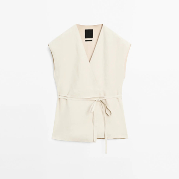 Women's pure linen cross suit vest
