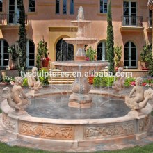 Hot sale marble nude boy and fish 3 tier garden fountain stone outdoor fountain
