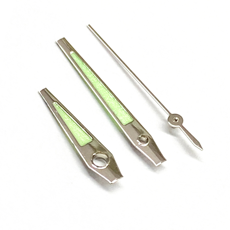 Custom Baton watch hands with green luminous