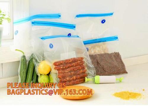 Sous vide vacuum zipper valve bag for fresh food, Embossed vacuum food bags with zipper and air valve,